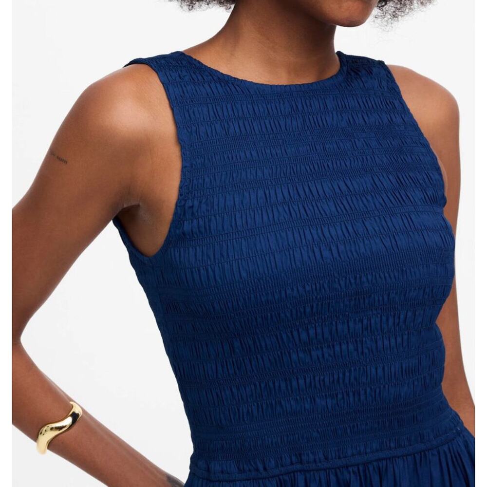 NWOT Madewell The Melody Scoopback Smocked Midi Dress In Blue Moon Size XS - Picture 3 of 8